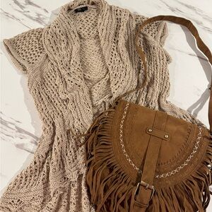 BOHO bundle Cupio Beige Knit Women's Cardigan & boho bag🤎